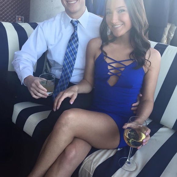 Royal blue dress, criss cross chest - Picture 4 of 4